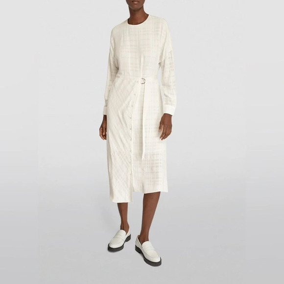 All Saints Penny Viscose Long Sleeve Button Down Shirt Dress White Size Small S - Picture 2 of 11